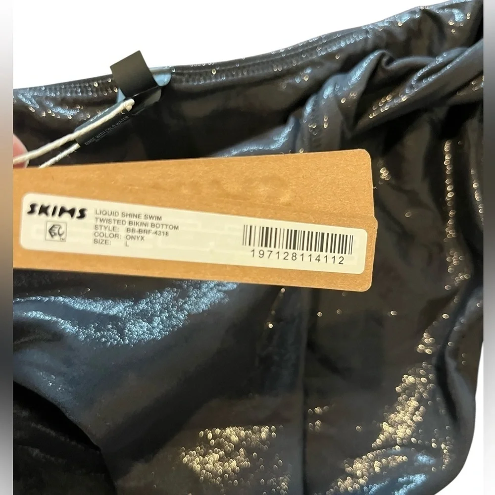 NWT Skims Liquid Shine Swim Bikini Top and Bottom in Onyx